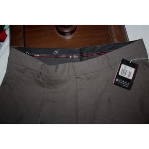 TIGER WOODS NWT Men's 34 X 32 Brown Striped Pleated Wool Spandex Dress Pants